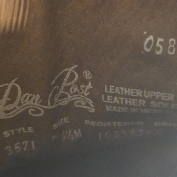 Dan Post Womens Leather Western Cowboy Boots Brown Distressed Size 6.5 M - Picture 7 of 8